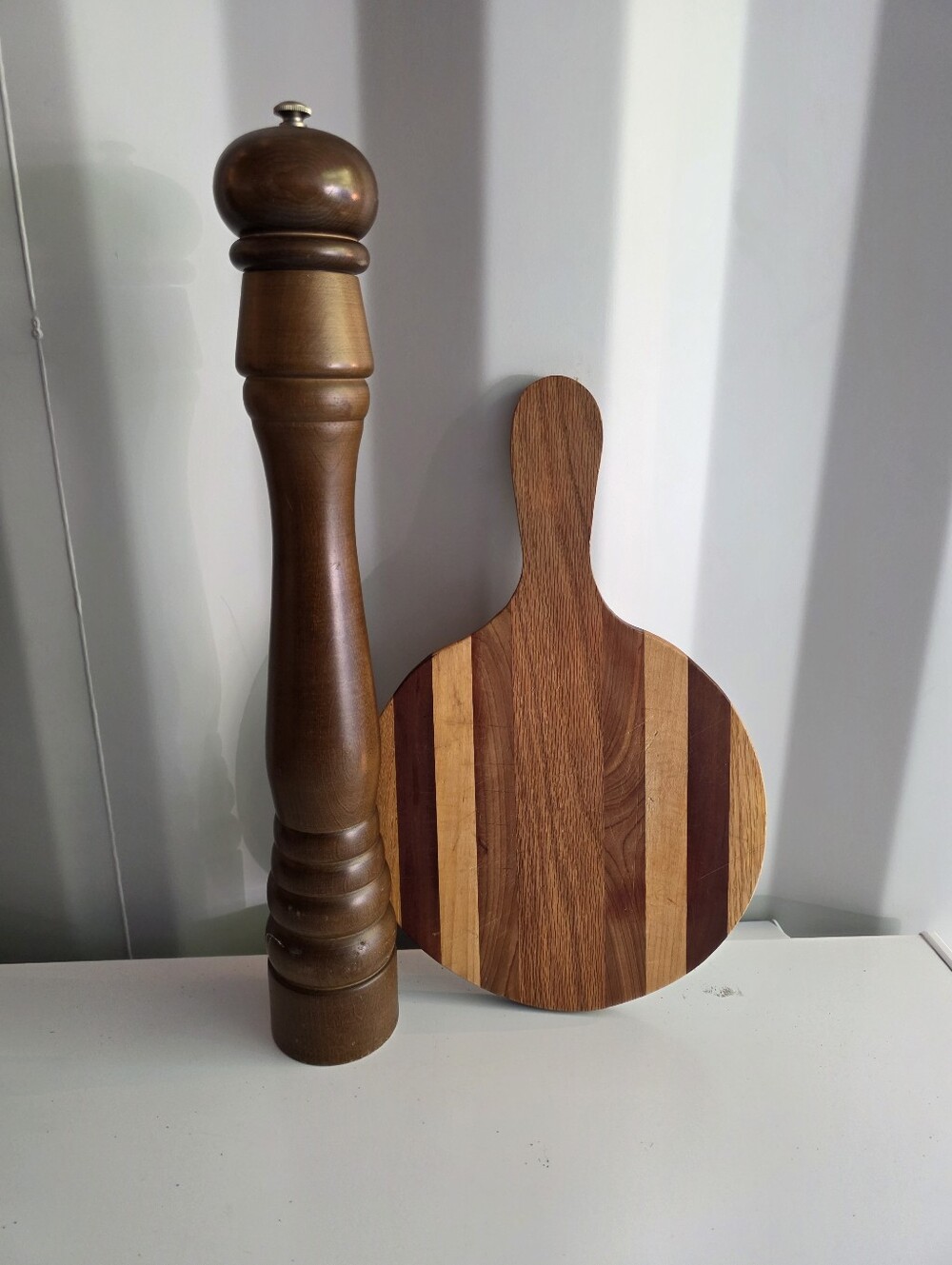 Large Vintage Pepper Grinder & Cutting Board
